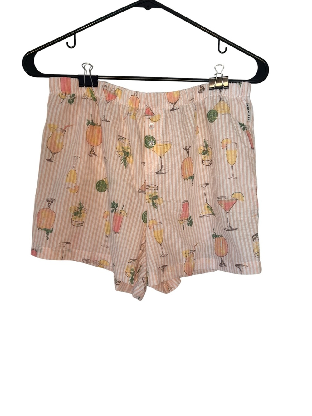 Rae Dunn Pink Striped Cocktail Print Lounge Shorts